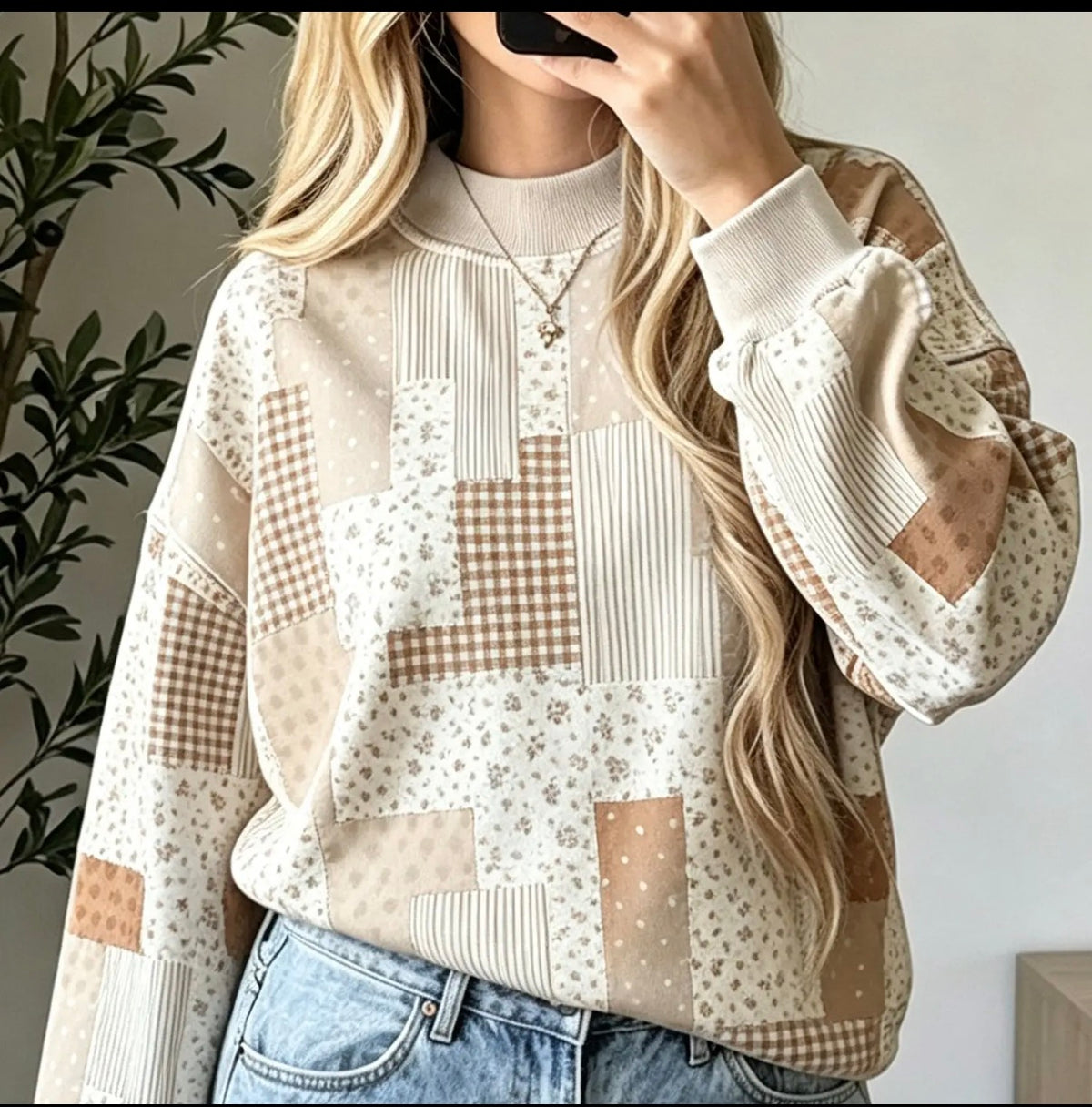 Floral patch, print mock crew ￼